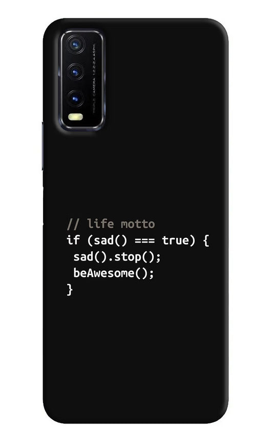 Life Motto Code Vivo Y20G Back Cover