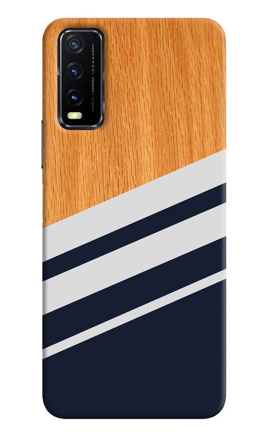 Blue and white wooden Vivo Y20G Back Cover