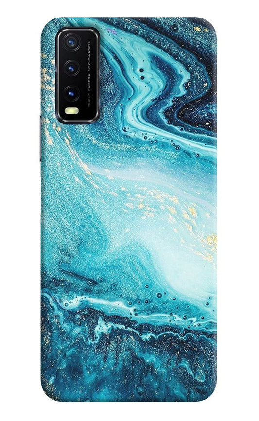 Blue Glitter Marble Vivo Y20G Back Cover