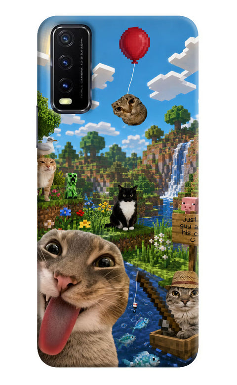 Minecraft Cat Chaos Vivo Y20G Back Cover