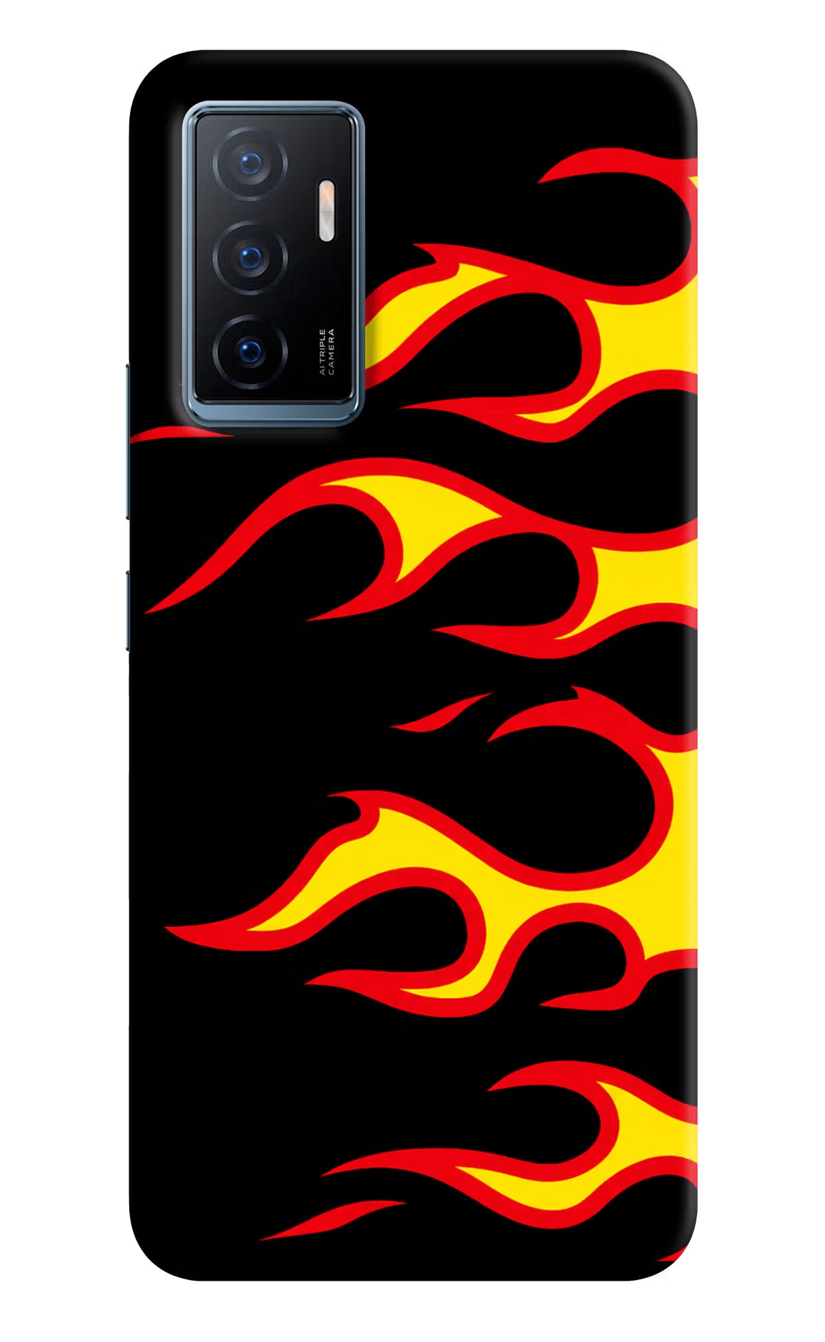 Side Sweep Flames Vivo Y75 Hard Case Back Cover by Casekaro