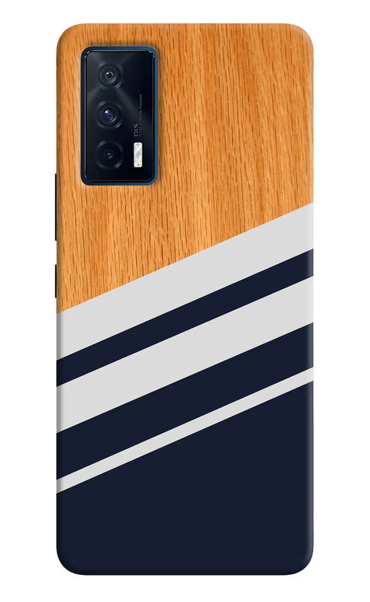 Blue and white wooden iQOO 7 5G Back Cover