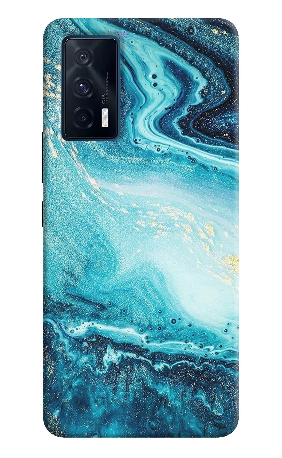 Blue Glitter Marble iQOO 7 5G Back Cover