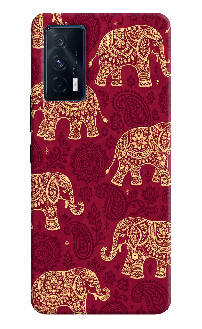 Maroon Elephant iQOO 7 5G Hard Case Back Cover by Casekaro