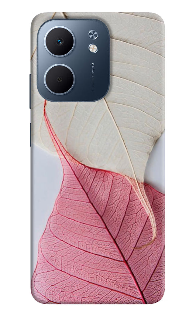 White Pink Leaf Oppo A5x 5G Hard Case Back Cover by Casekaro