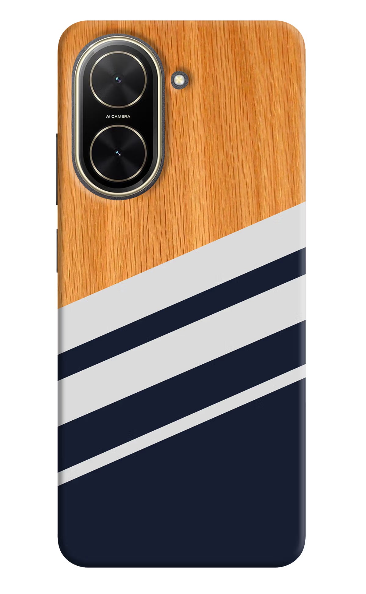 Blue and white wooden Poco C71 Back Cover