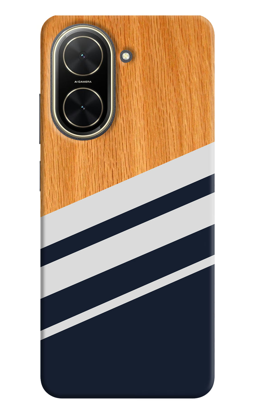 Blue and white wooden Poco C71 Back Cover, Hard case