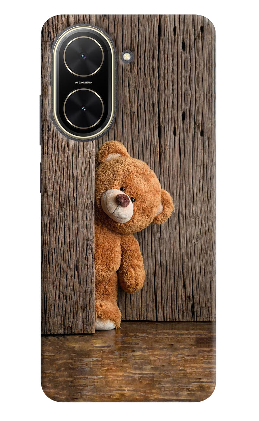 Teddy Wooden Poco C71 Back Cover, Hard case