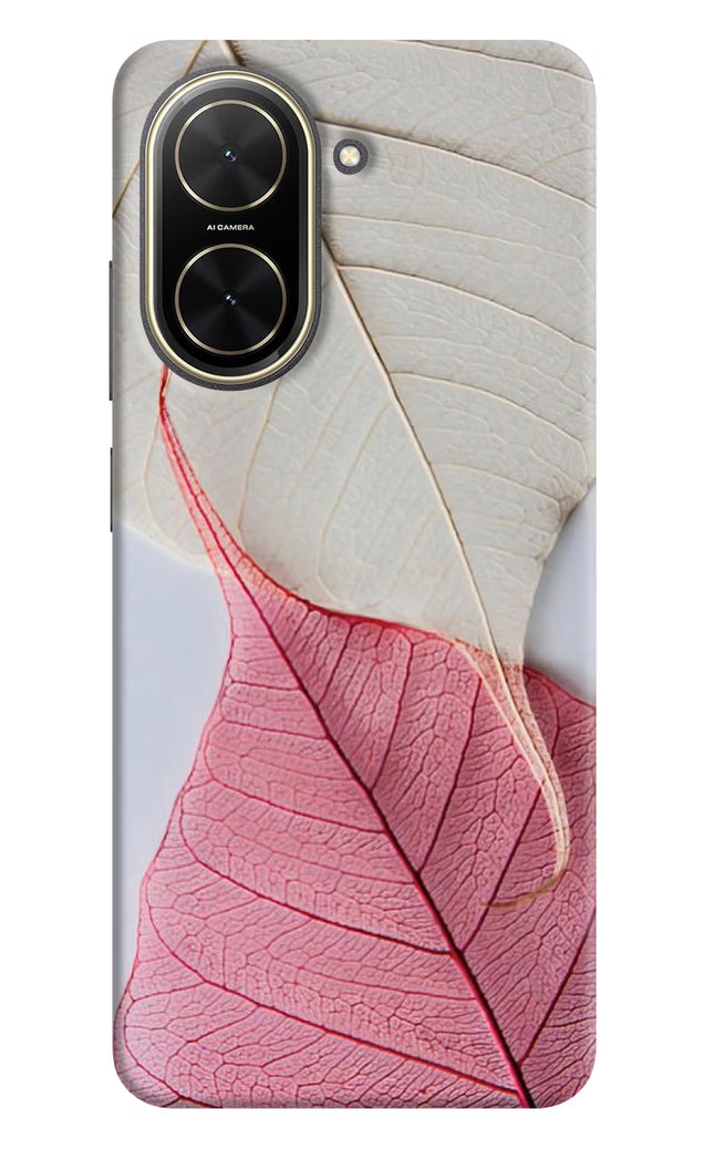 White Pink Leaf Poco C71 Back Cover