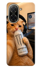 Gamer Cat Energy Poco C71 Hard Case Back Cover by Casekaro