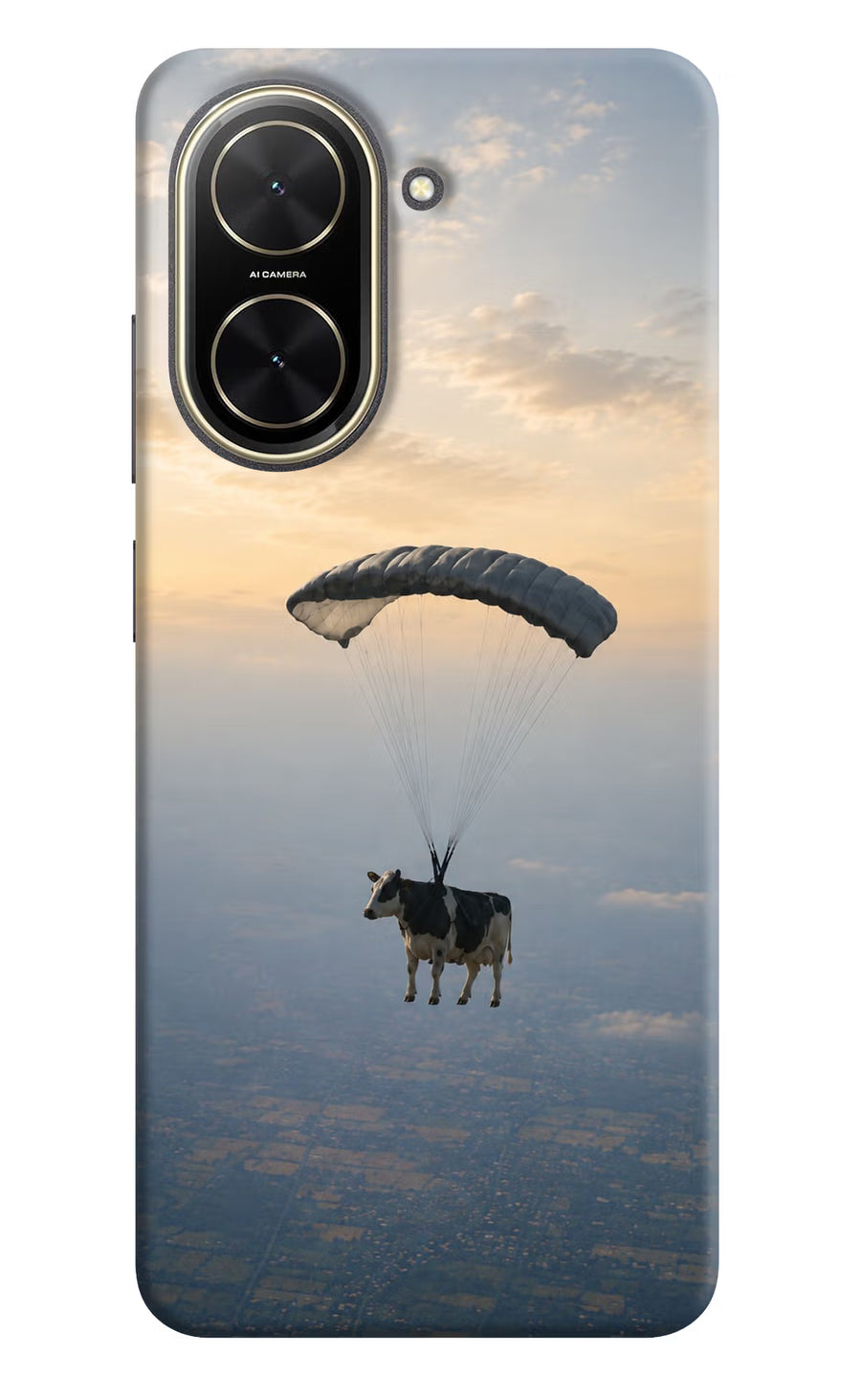 Skydiving Cow Poco C71 Back Cover, Hard case