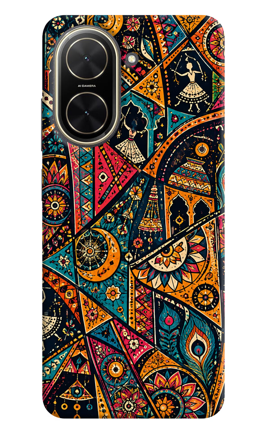 Folk Print Poco C71 Back Cover, Hard case