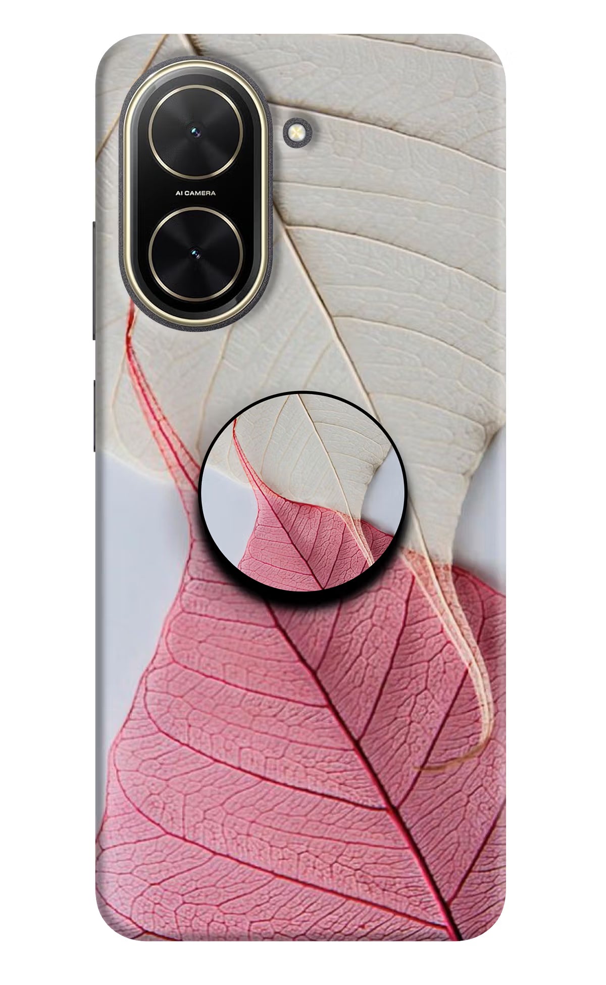 White Pink Leaf Poco C71 Pop Case
