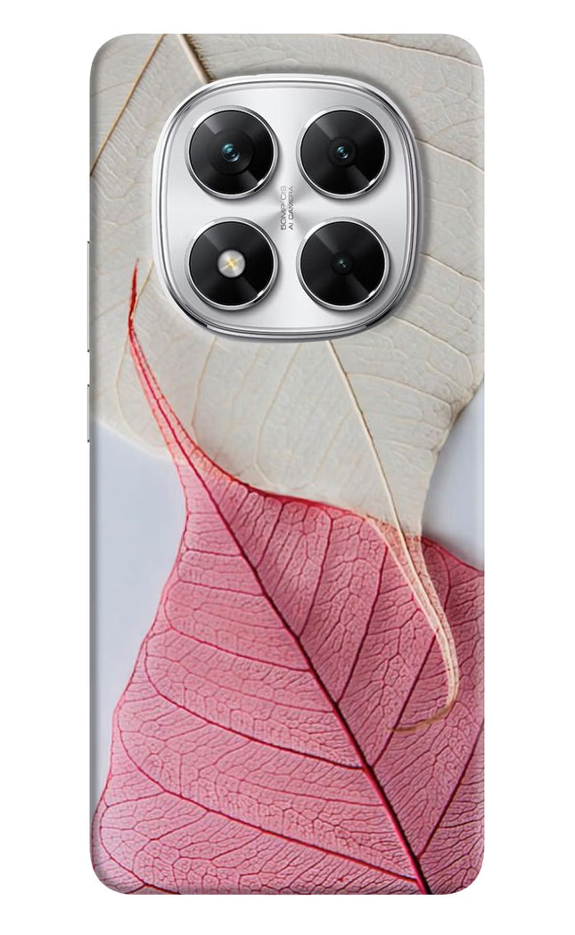 White Pink Leaf Poco X7 5G Back Cover