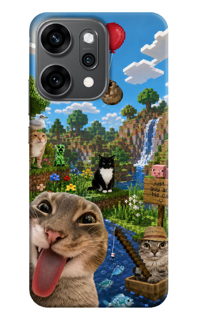 Minecraft Cat Chaos Oppo Reno14 Pro 5G Hard Case Back Cover by Casekaro