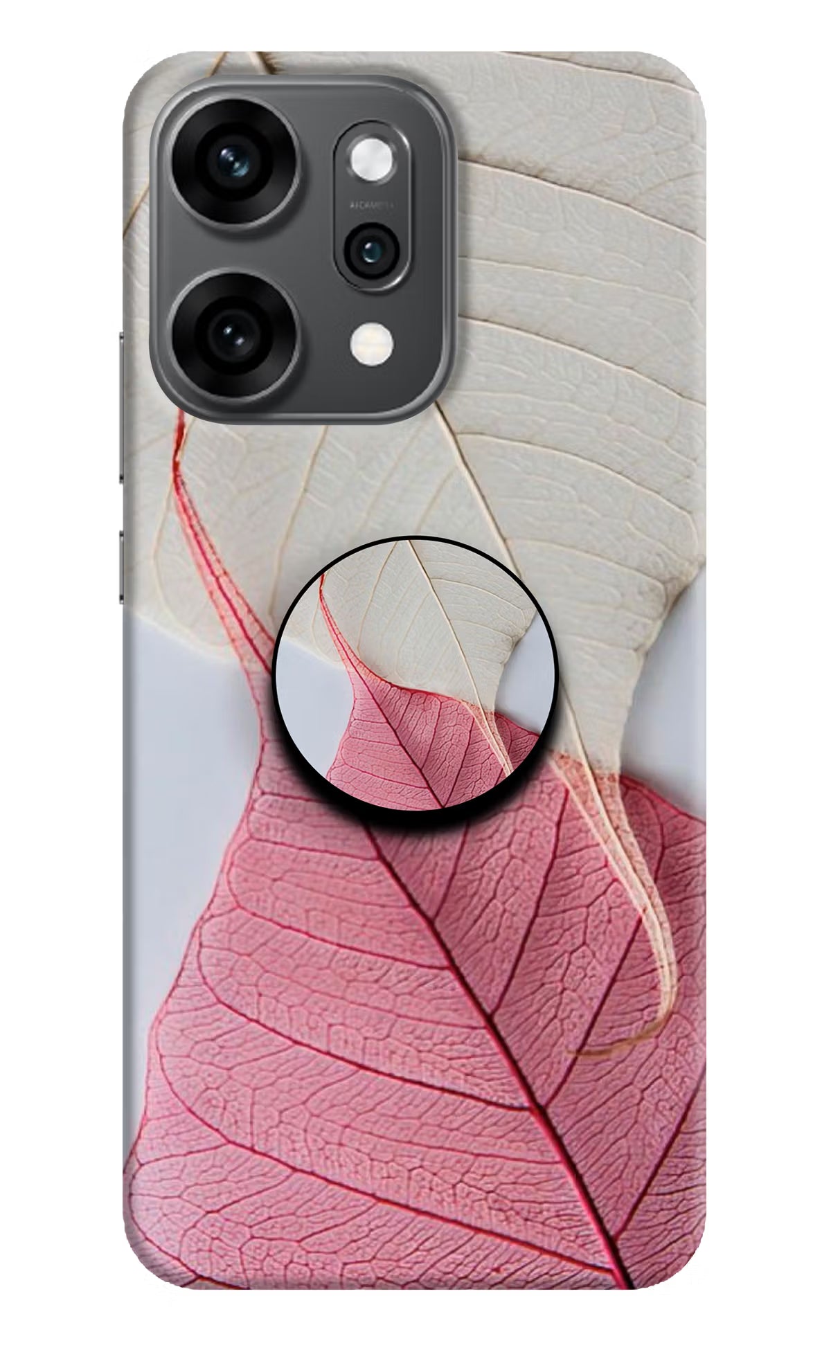 White Pink Leaf Oppo Reno14 Pro 5G Pop Case