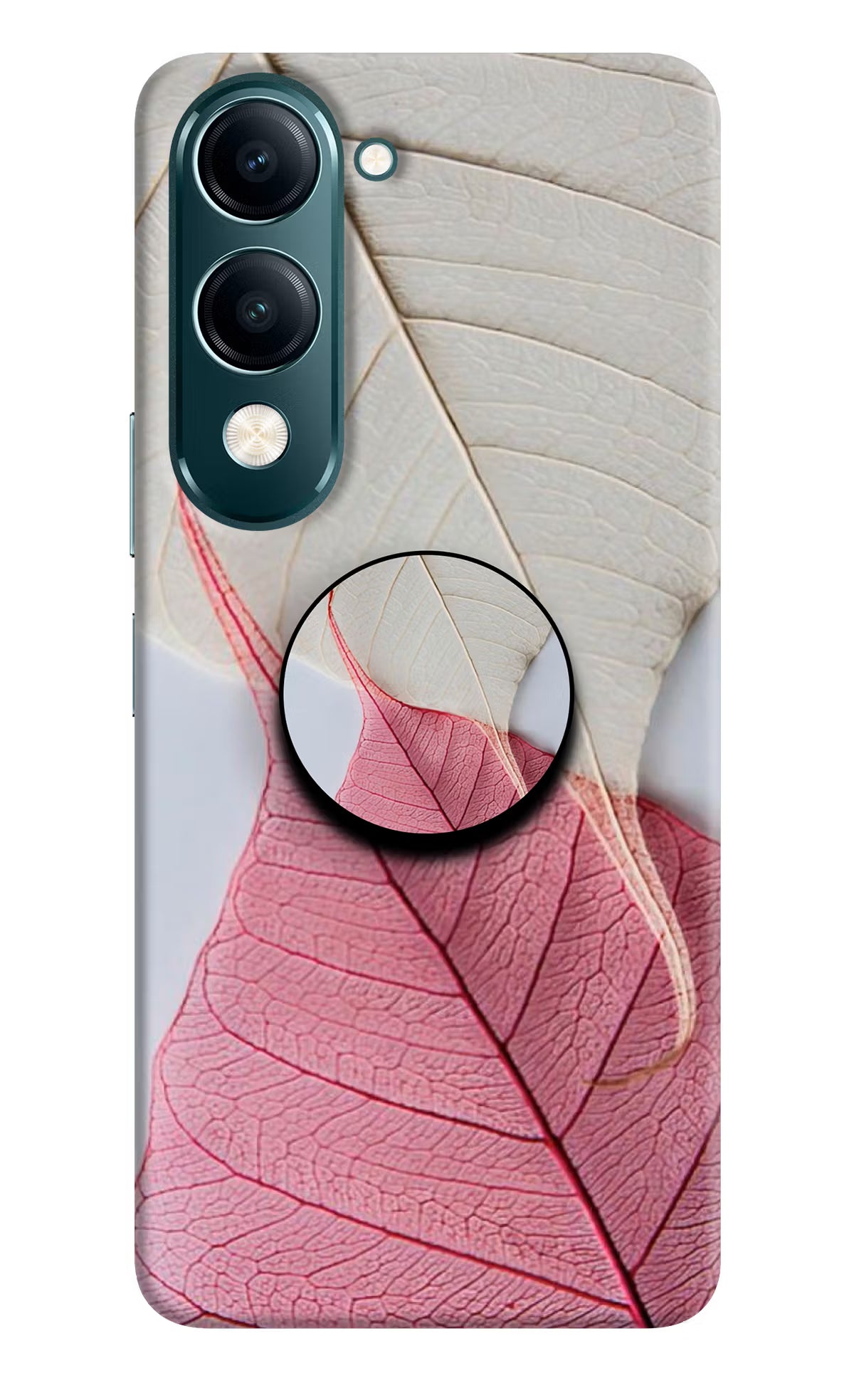 White Pink Leaf Vivo Y19 5G Pop Case