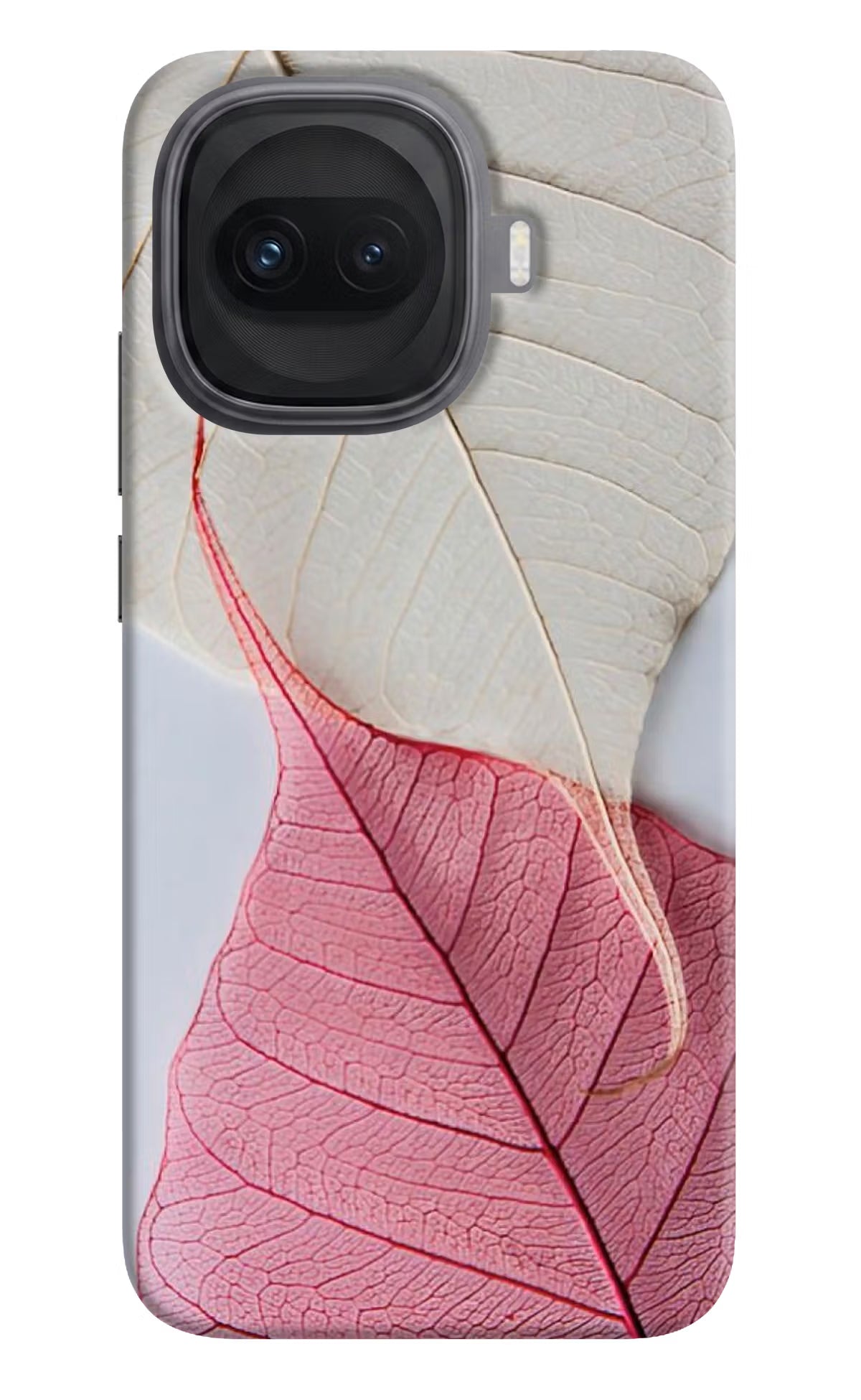 White Pink Leaf iQOO 15R 5G Hard Case Back Cover by Casekaro