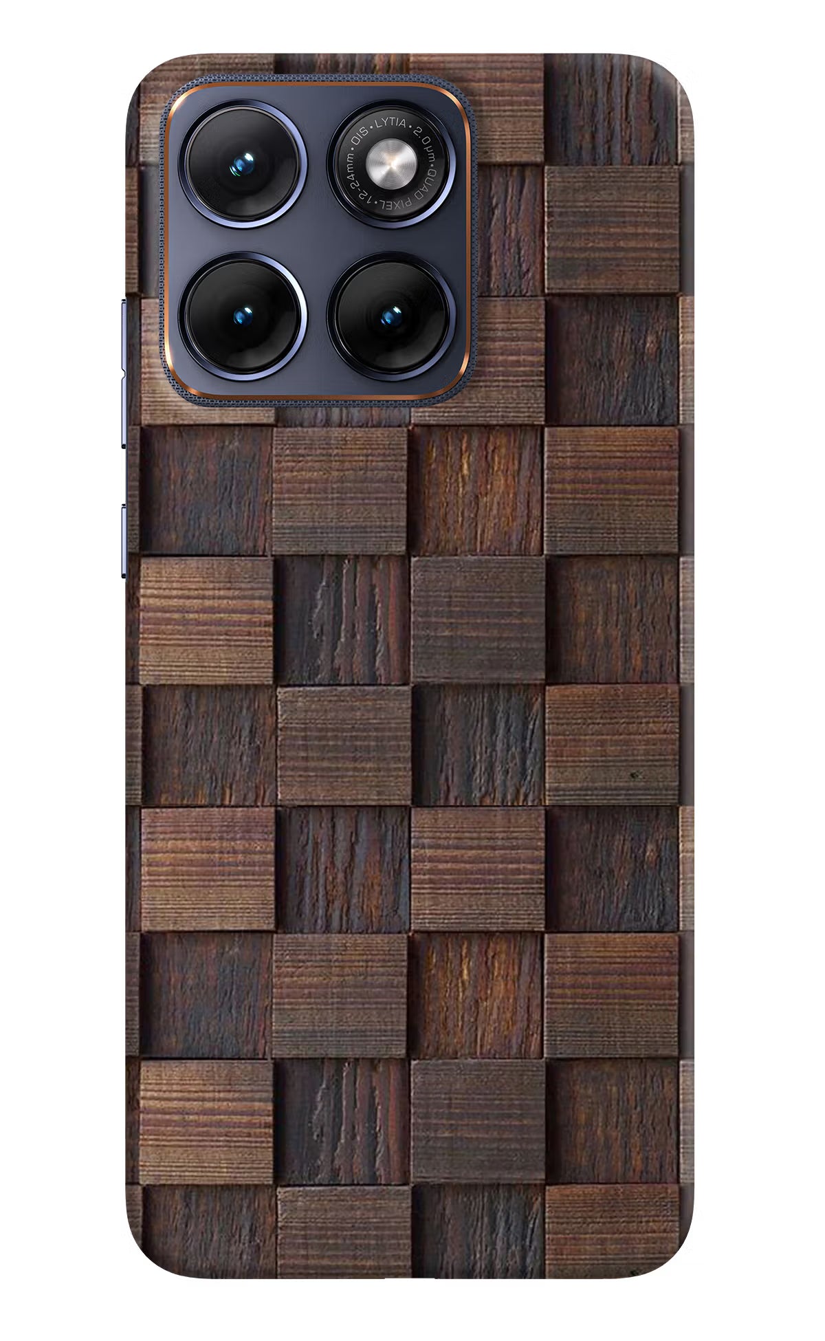 Wooden Cube Design Moto Edge 70 Fusion Hard Case Back Cover by Casekaro