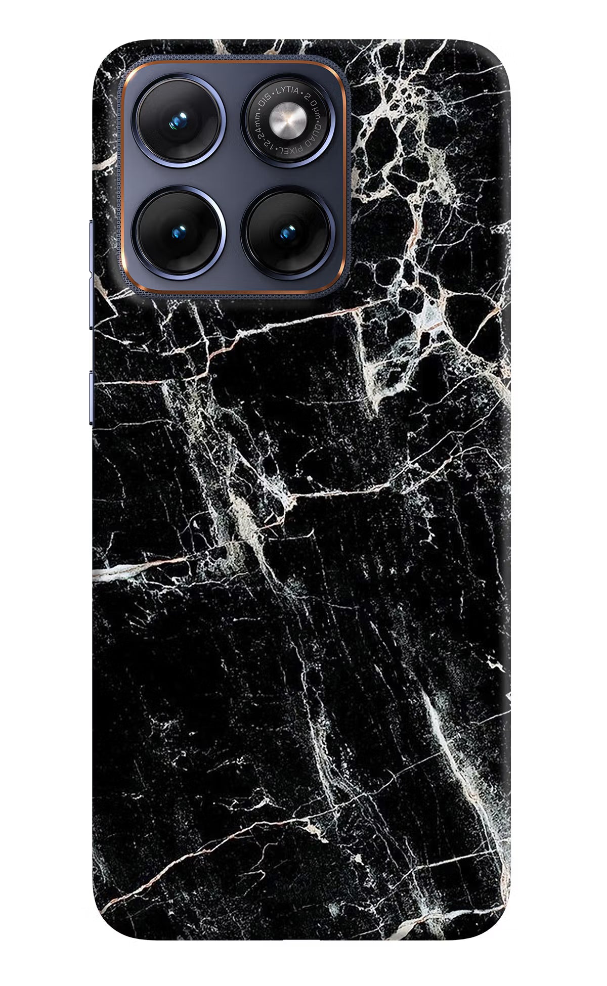 Black Marble Texture Moto Edge 70 Fusion Hard Case Back Cover by Casekaro