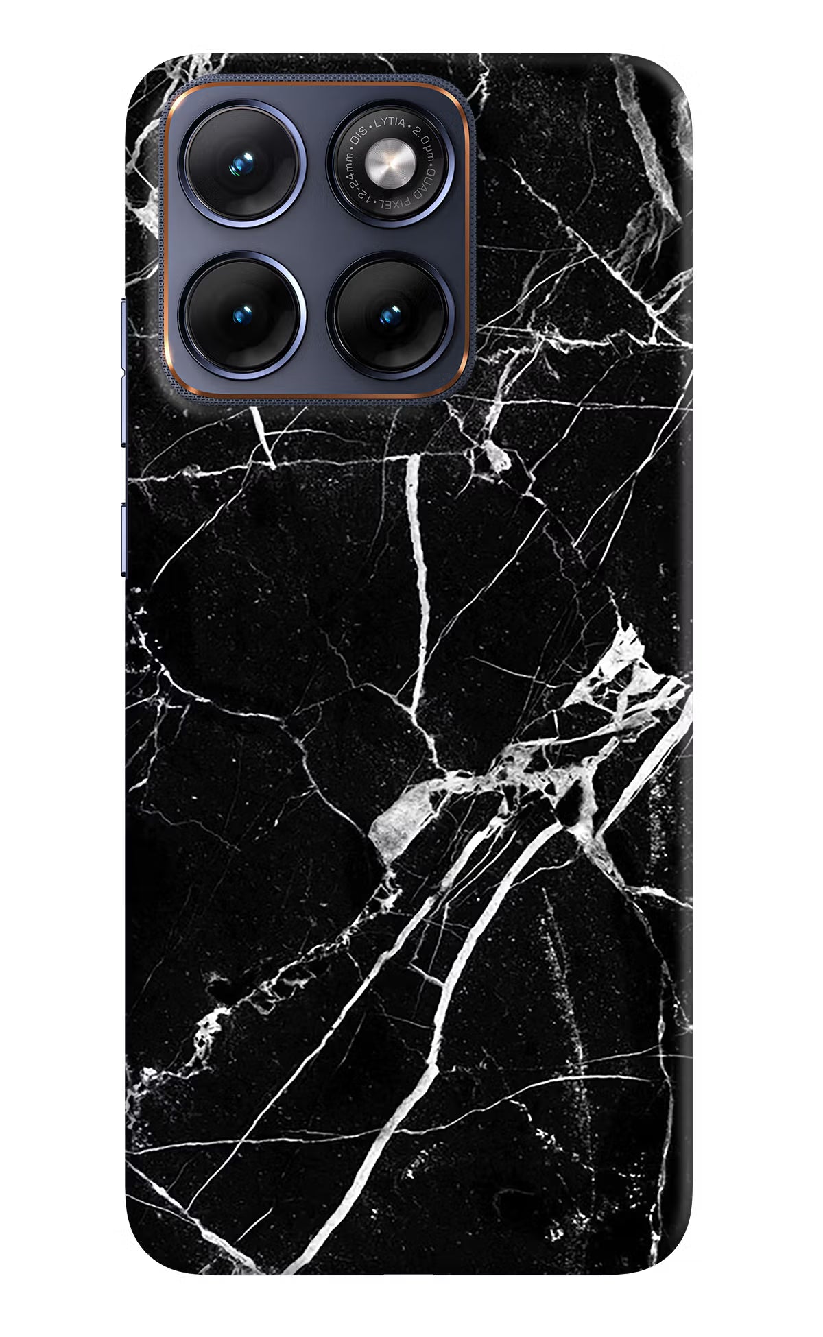 Black Marble Pattern Moto Edge 70 Fusion Hard Case Back Cover by Casekaro