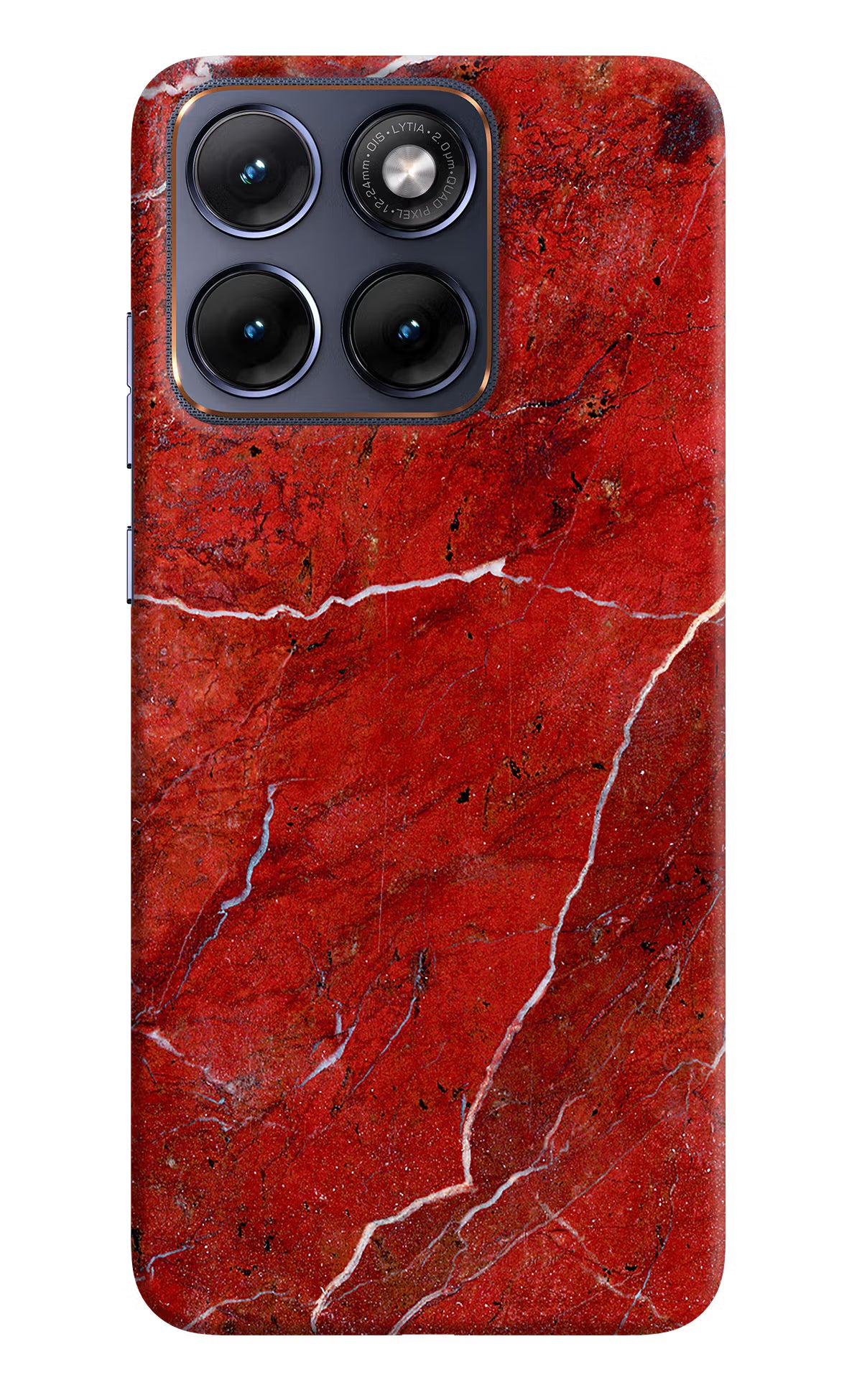 Red Marble Design Moto Edge 70 Fusion Hard Case Back Cover by Casekaro