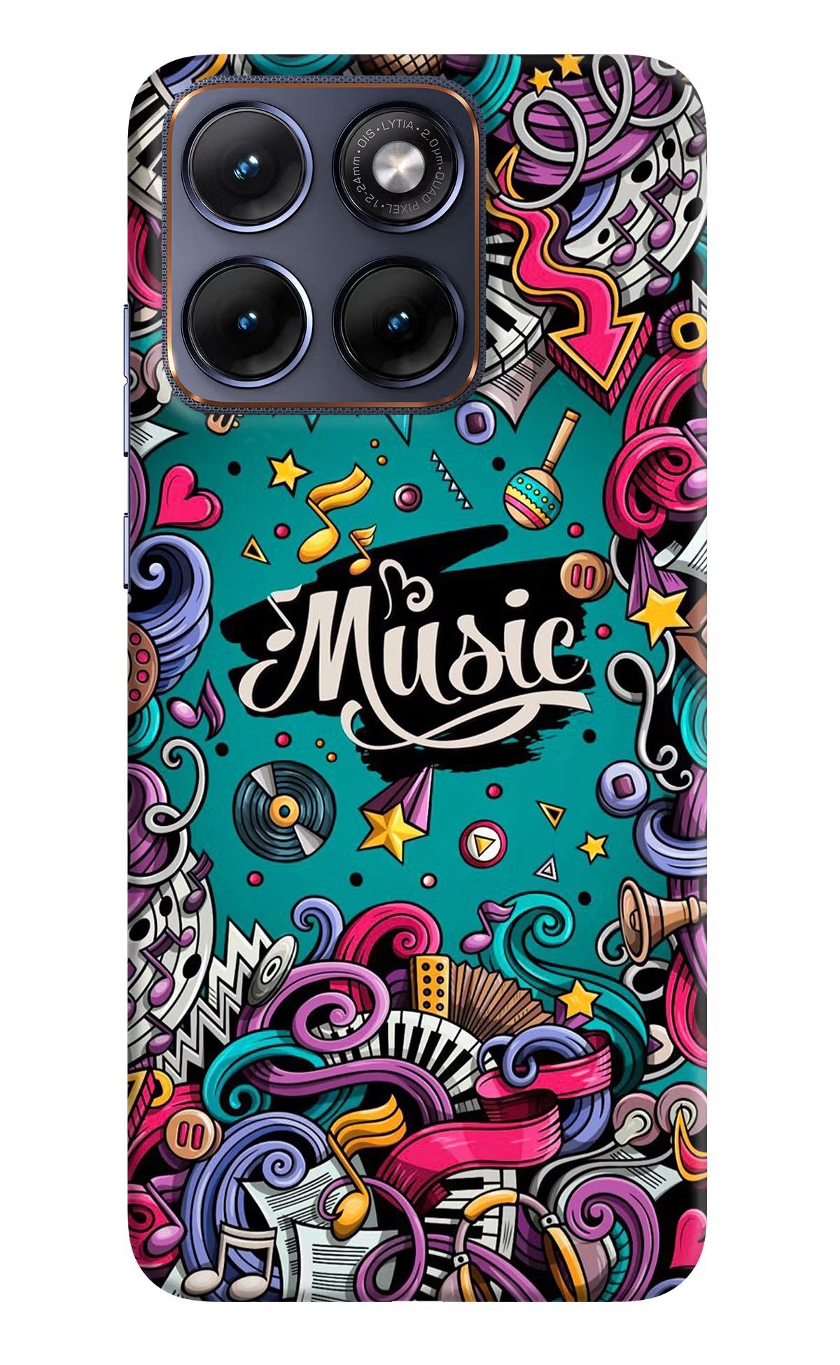 Music Graffiti Moto Edge 70 Fusion Hard Case Back Cover by Casekaro