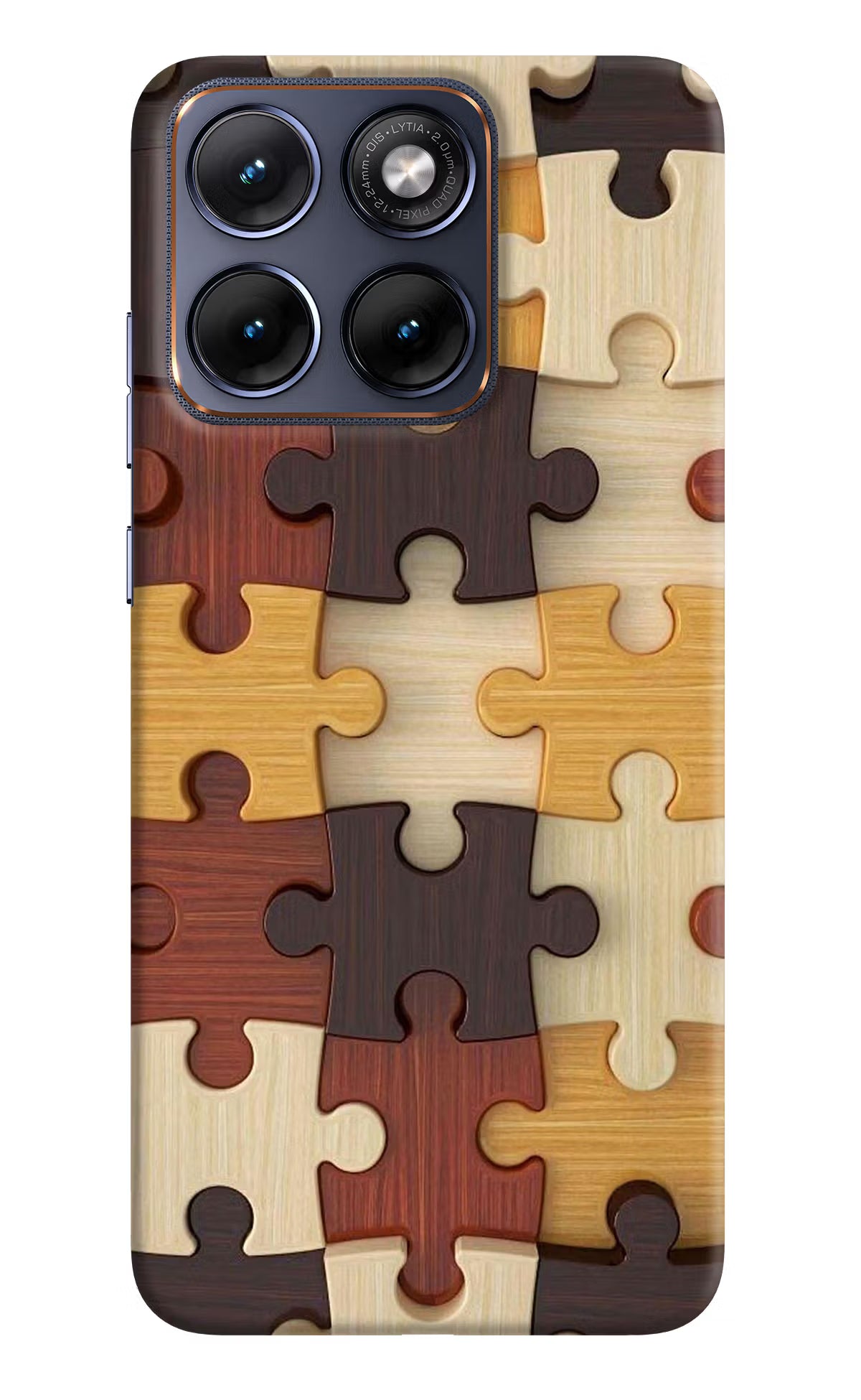 Wooden Puzzle Moto Edge 70 Fusion Hard Case Back Cover by Casekaro