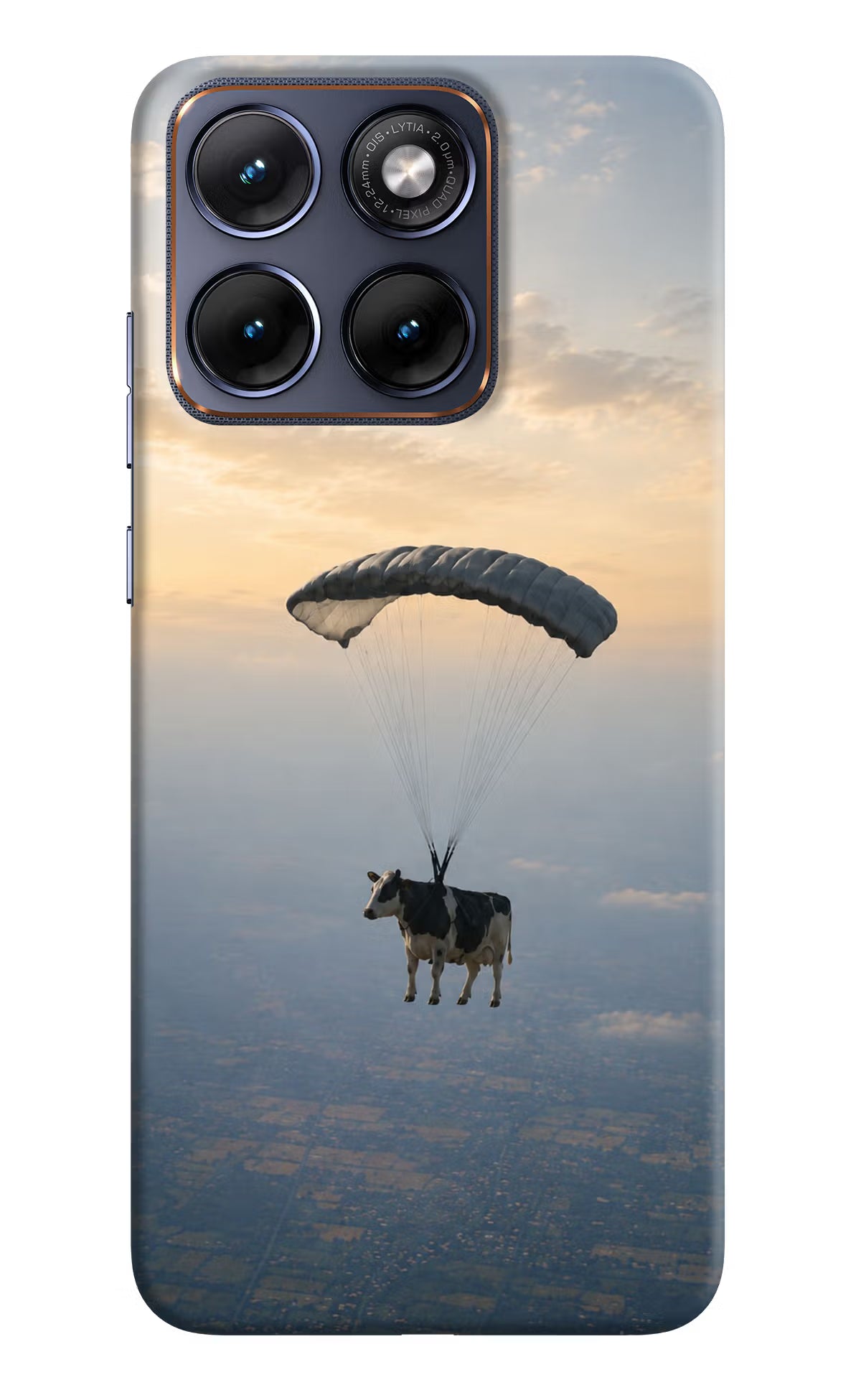 Skydiving Cow Moto Edge 70 Fusion Hard Case Back Cover by Casekaro
