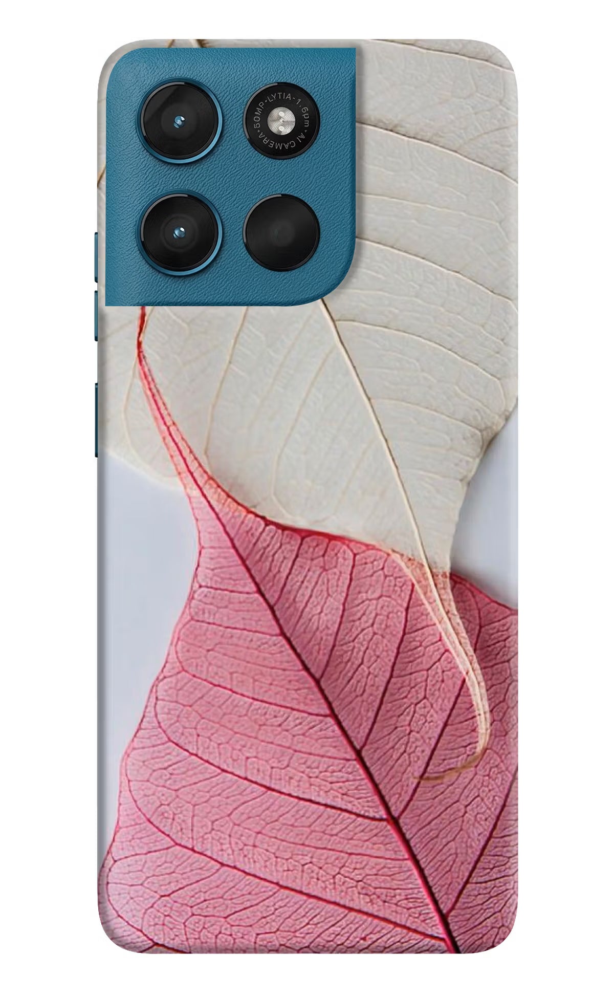 White Pink Leaf Moto G57 Power 5G Hard Case Back Cover by Casekaro