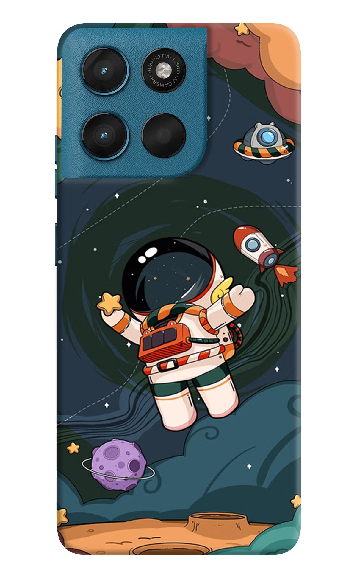 Cartoon Astronaut Moto G57 Power 5G Hard Case Back Cover by Casekaro