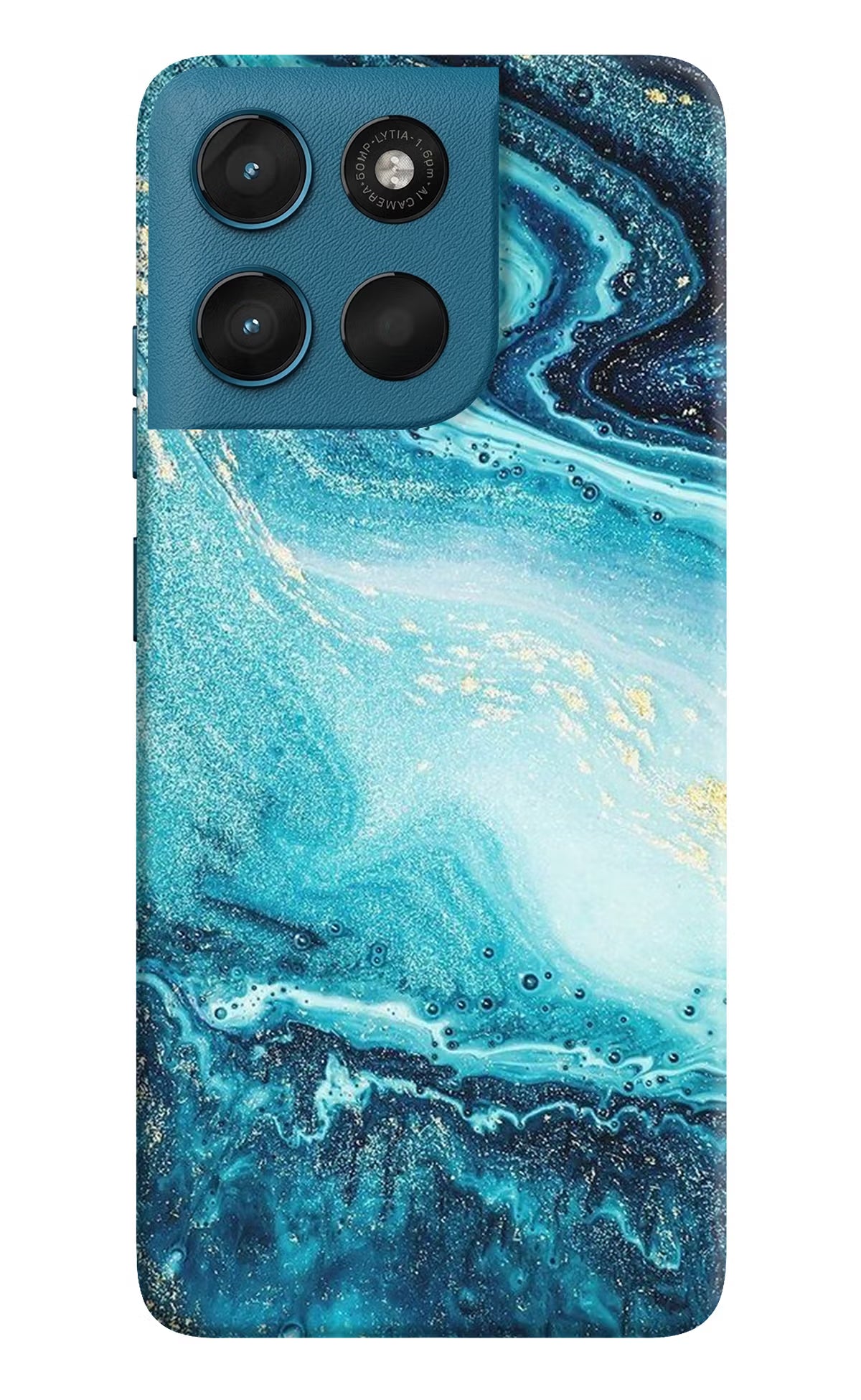 Blue Glitter Marble Moto G57 Power 5G Hard Case Back Cover by Casekaro