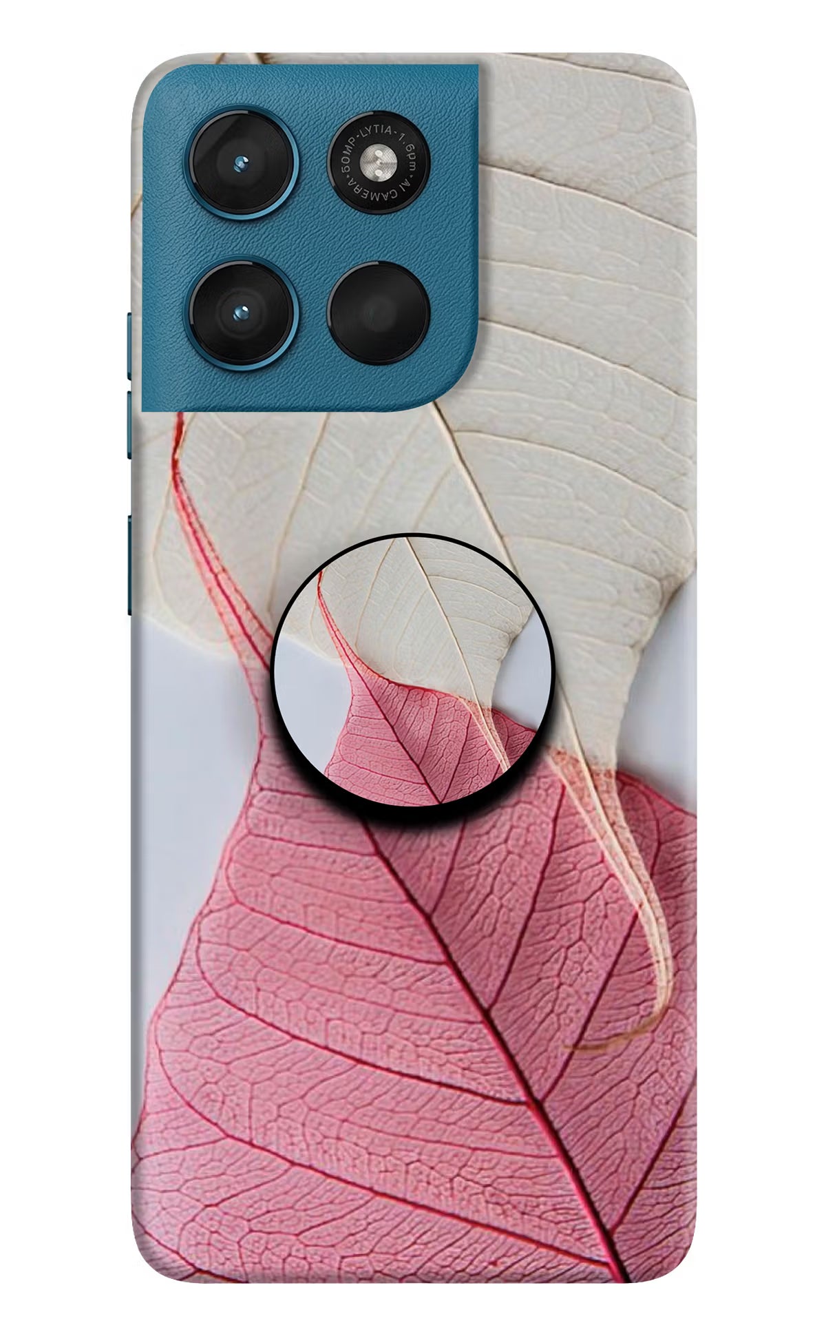 White Pink Leaf Moto G57 Power 5G Pop Case by Casekaro