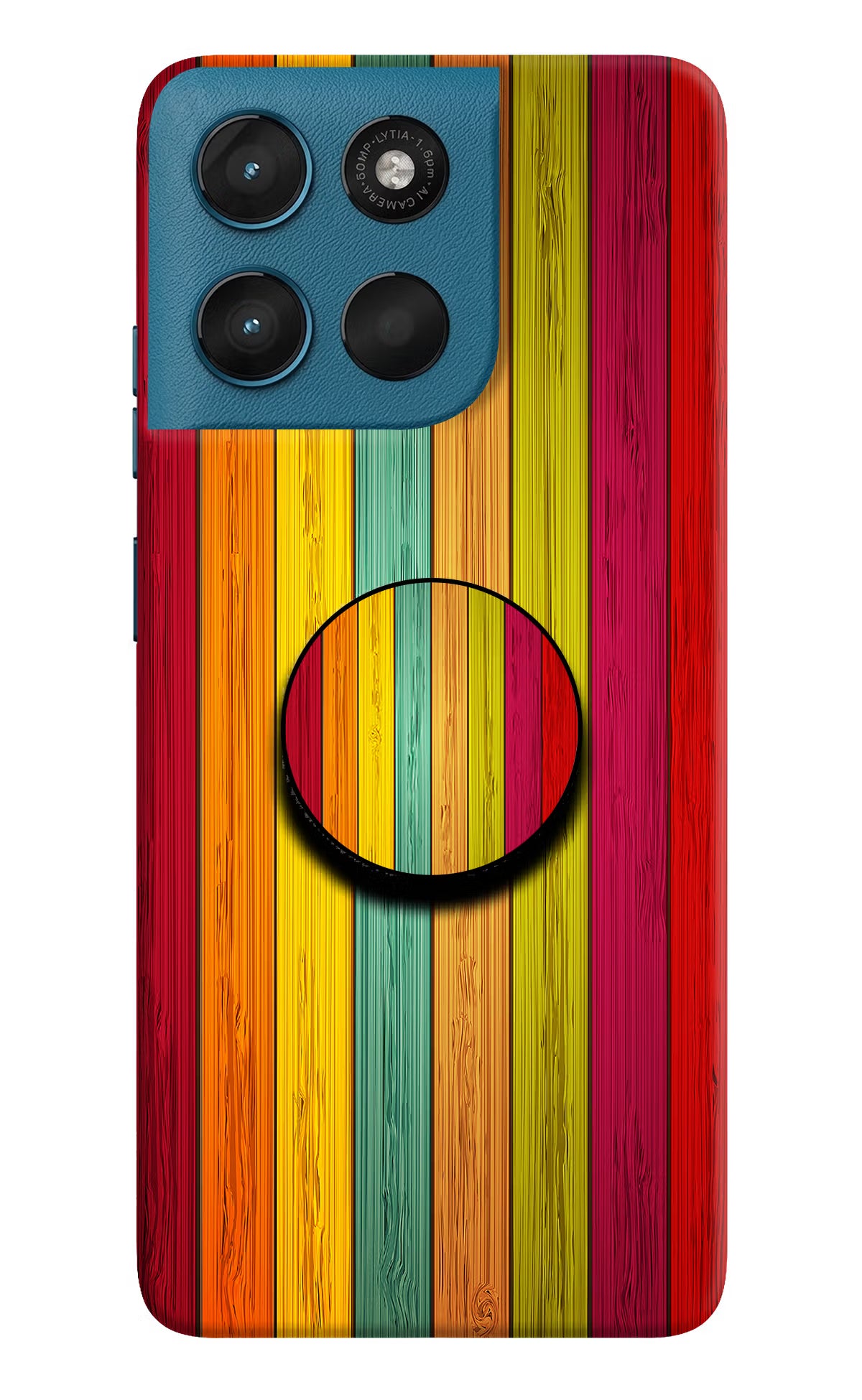 Multicolor Wooden Moto G57 Power 5G Pop Case by Casekaro