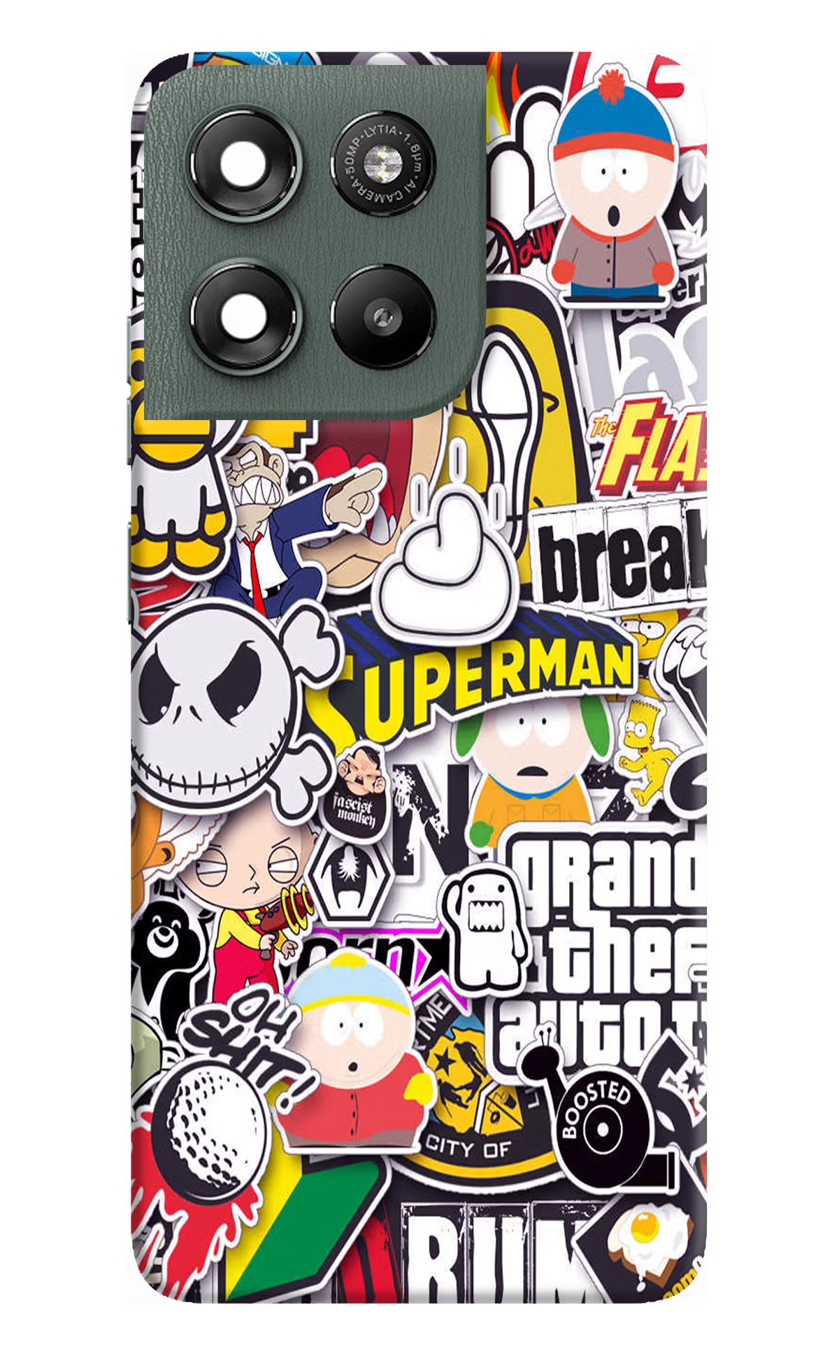 Sticker Bomb Moto G67 Power 5G Hard Case Back Cover by Casekaro