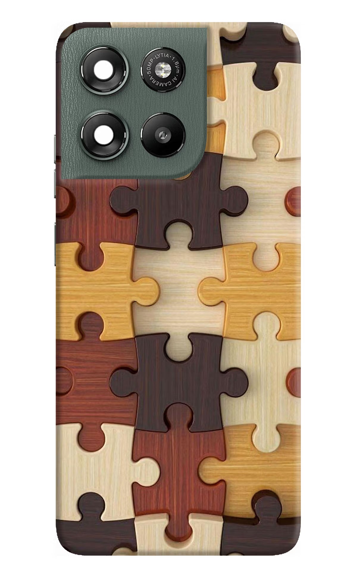Wooden Puzzle Moto G67 Power 5G Hard Case Back Cover by Casekaro