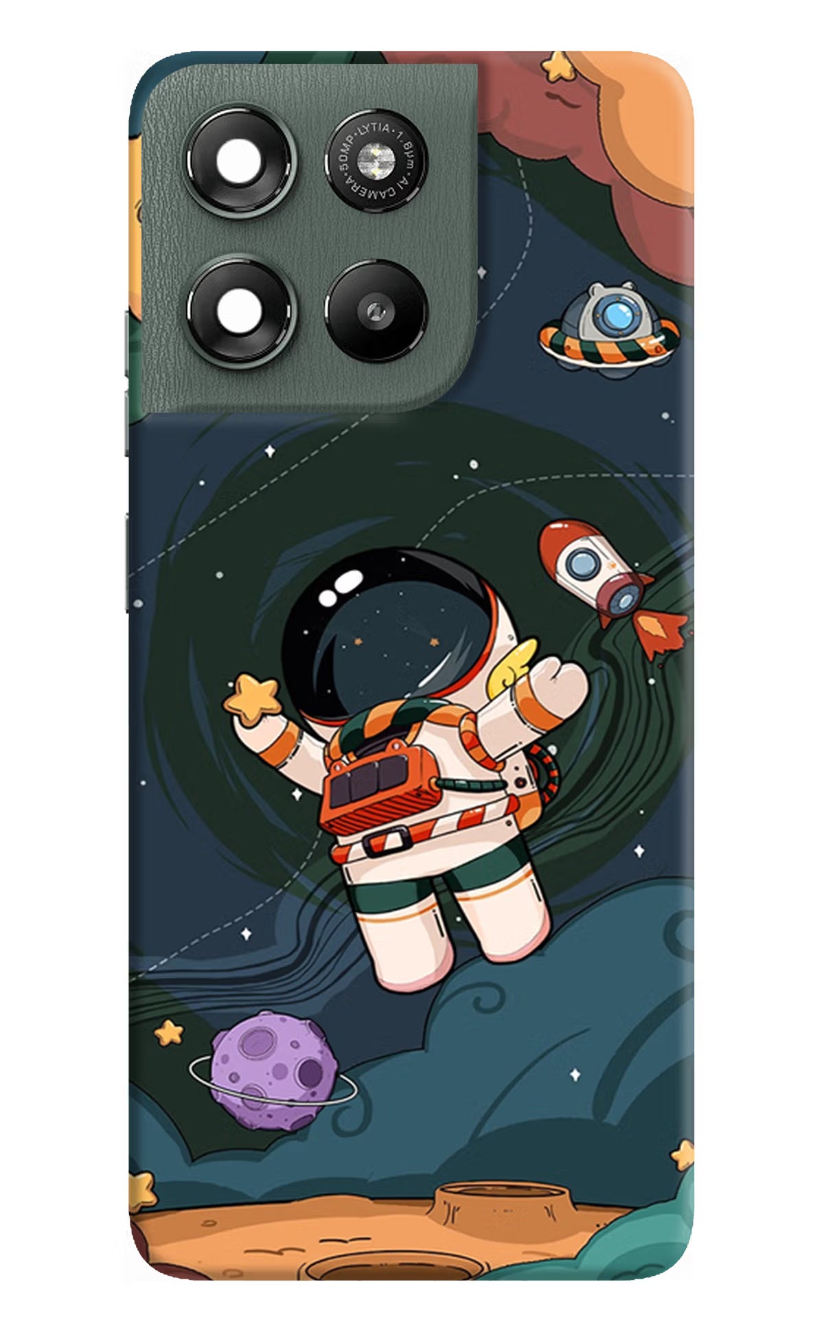Cartoon Astronaut Moto G67 Power 5G Hard Case Back Cover by Casekaro
