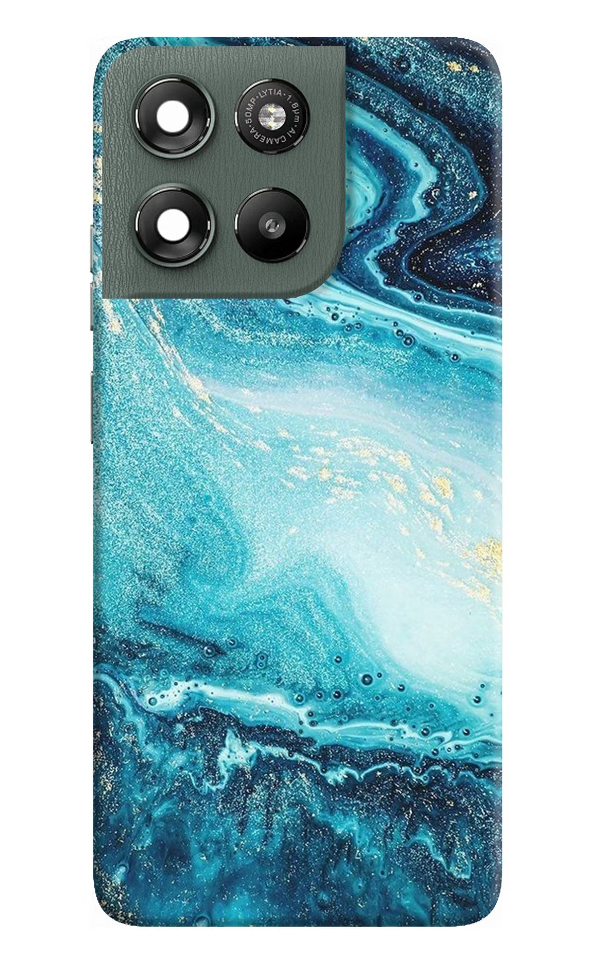 Blue Glitter Marble Moto G67 Power 5G Hard Case Back Cover by Casekaro