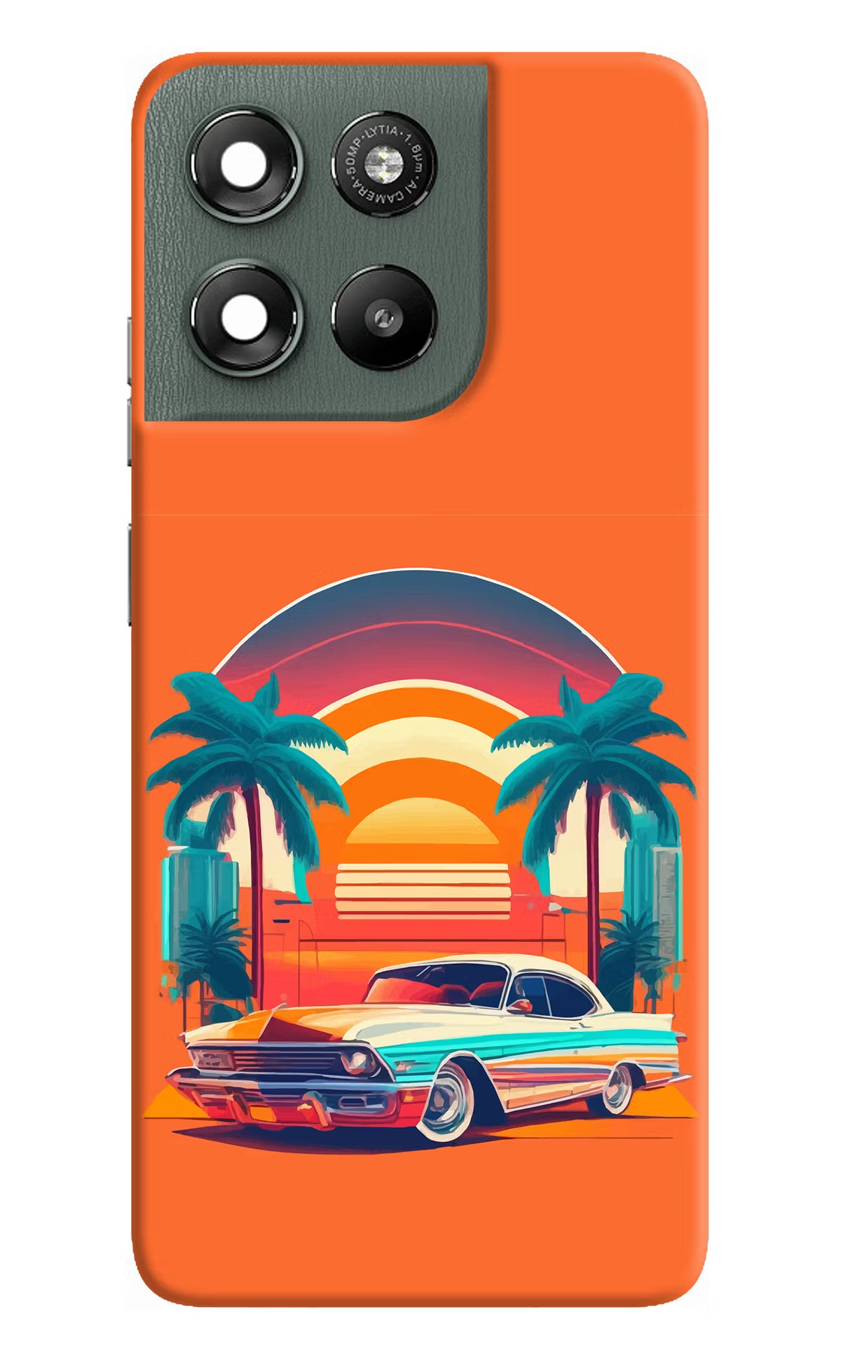 Palm Drive 80s Moto G67 Power 5G Hard Case Back Cover by Casekaro