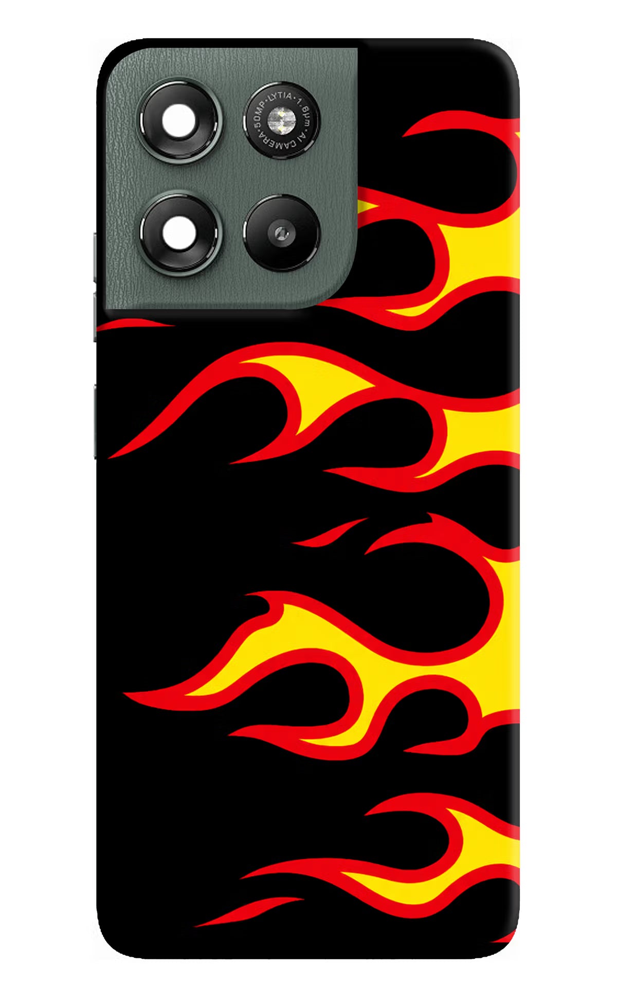 Side Sweep Flames Moto G67 Power 5G Hard Case Back Cover by Casekaro