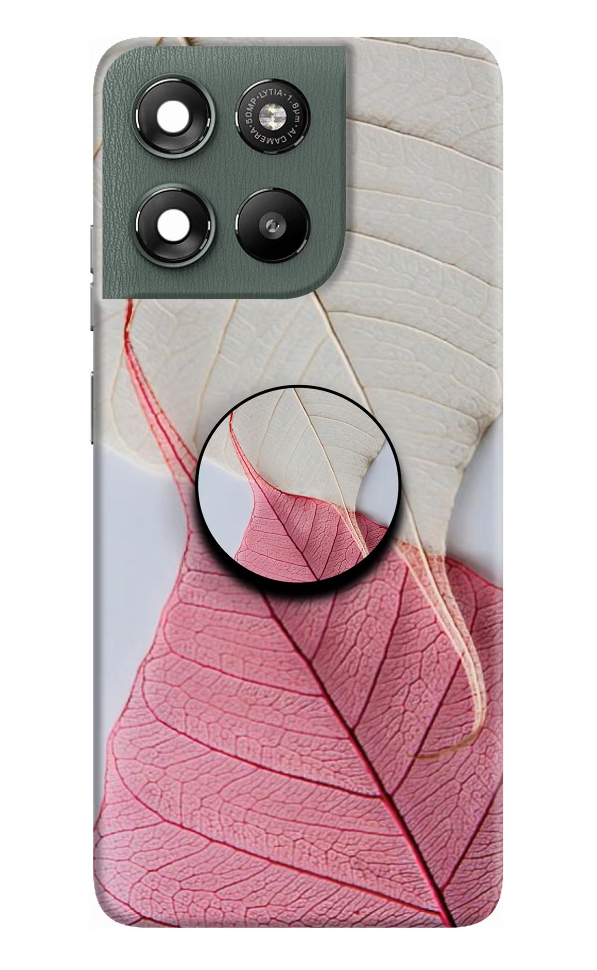 White Pink Leaf Moto G67 Power 5G Pop Case by Casekaro
