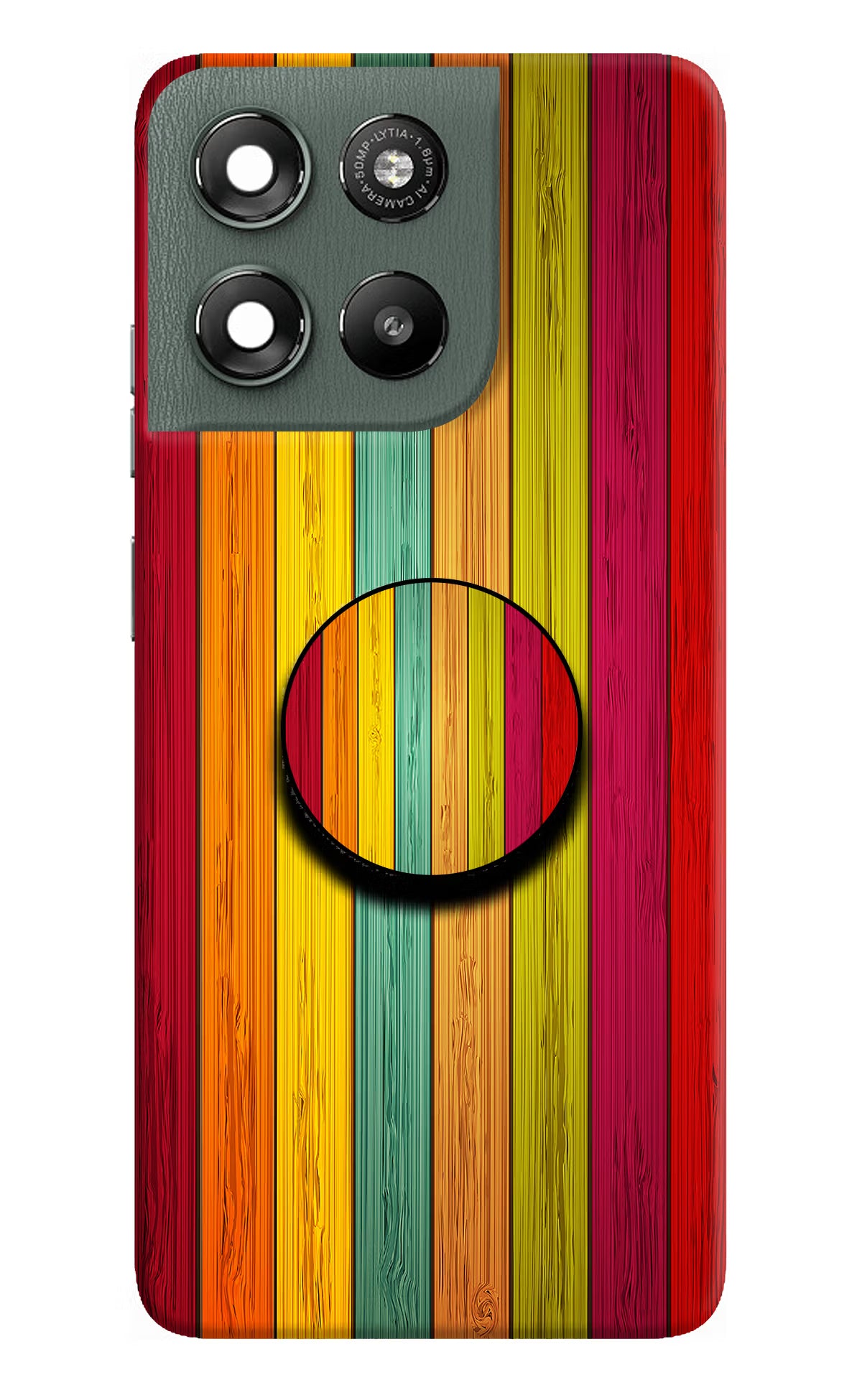 Multicolor Wooden Moto G67 Power 5G Pop Case by Casekaro