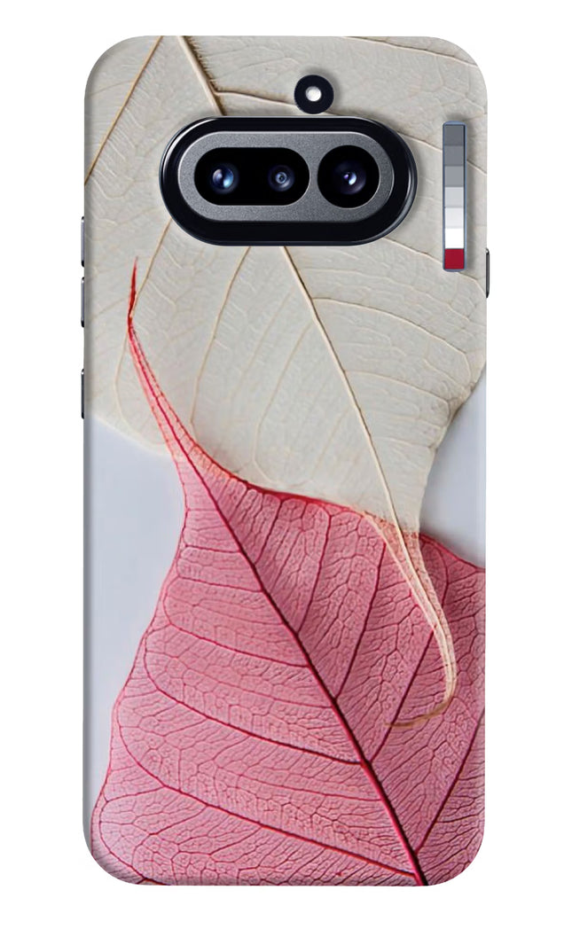 White Pink Leaf Nothing Phone 4a Hard Case Back Cover by Casekaro