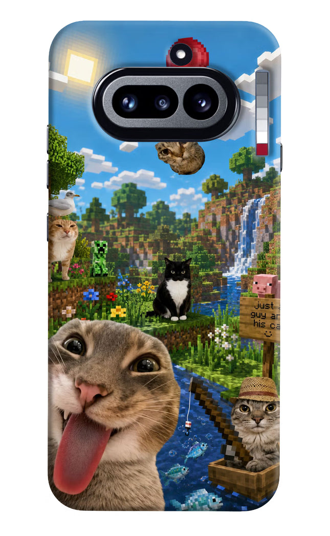 Minecraft Cat Chaos Nothing Phone 4a Hard Case Back Cover by Casekaro