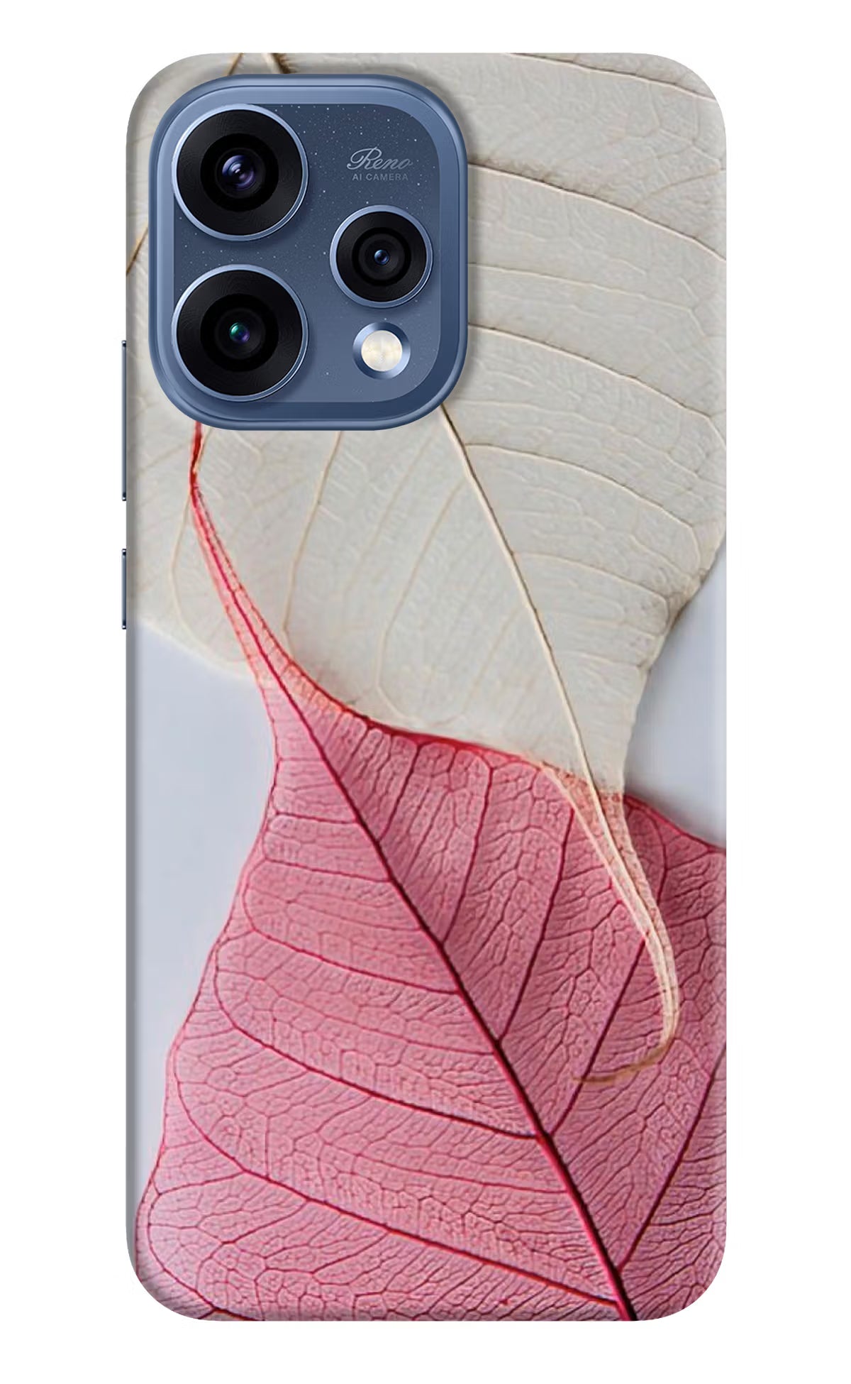White Pink Leaf Oppo Reno15 5G Hard Case Back Cover by Casekaro