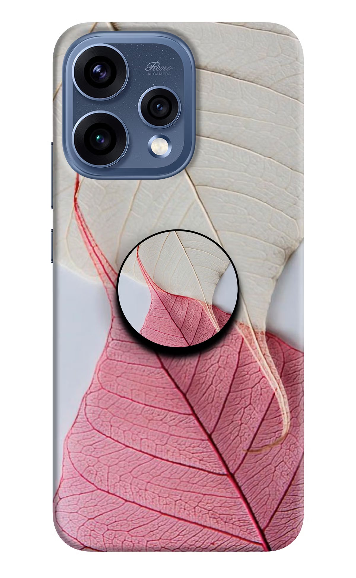 White Pink Leaf Oppo Reno15 5G Pop Case by Casekaro