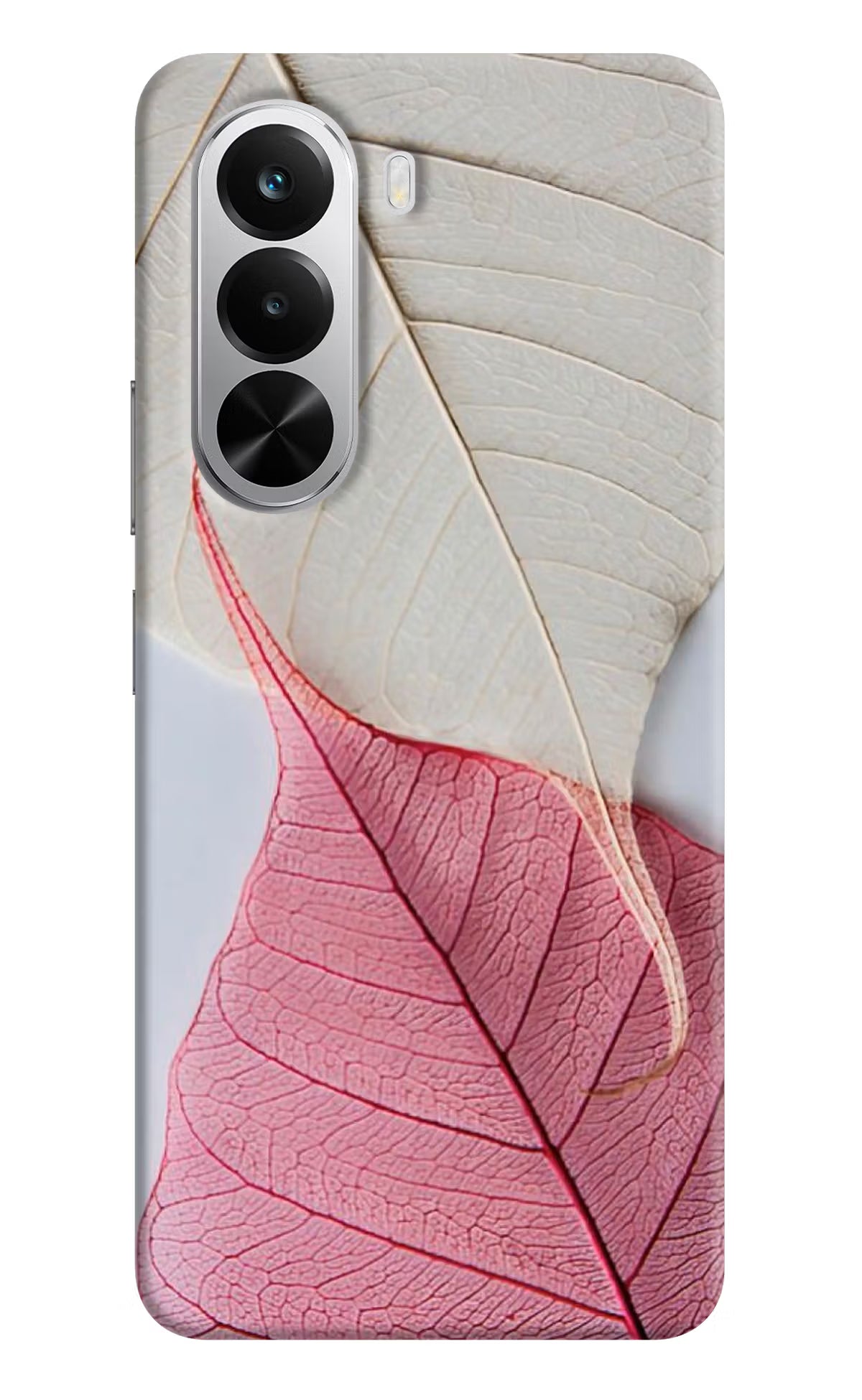White Pink Leaf Realme P4x 5G Hard Case Back Cover by Casekaro