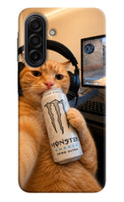 Gamer Cat Energy Samsung F17 5G Hard Case Back Cover by Casekaro