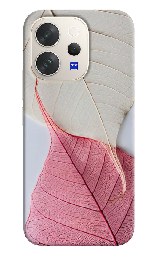 White Pink Leaf Vivo V70 5G Hard Case Back Cover by Casekaro