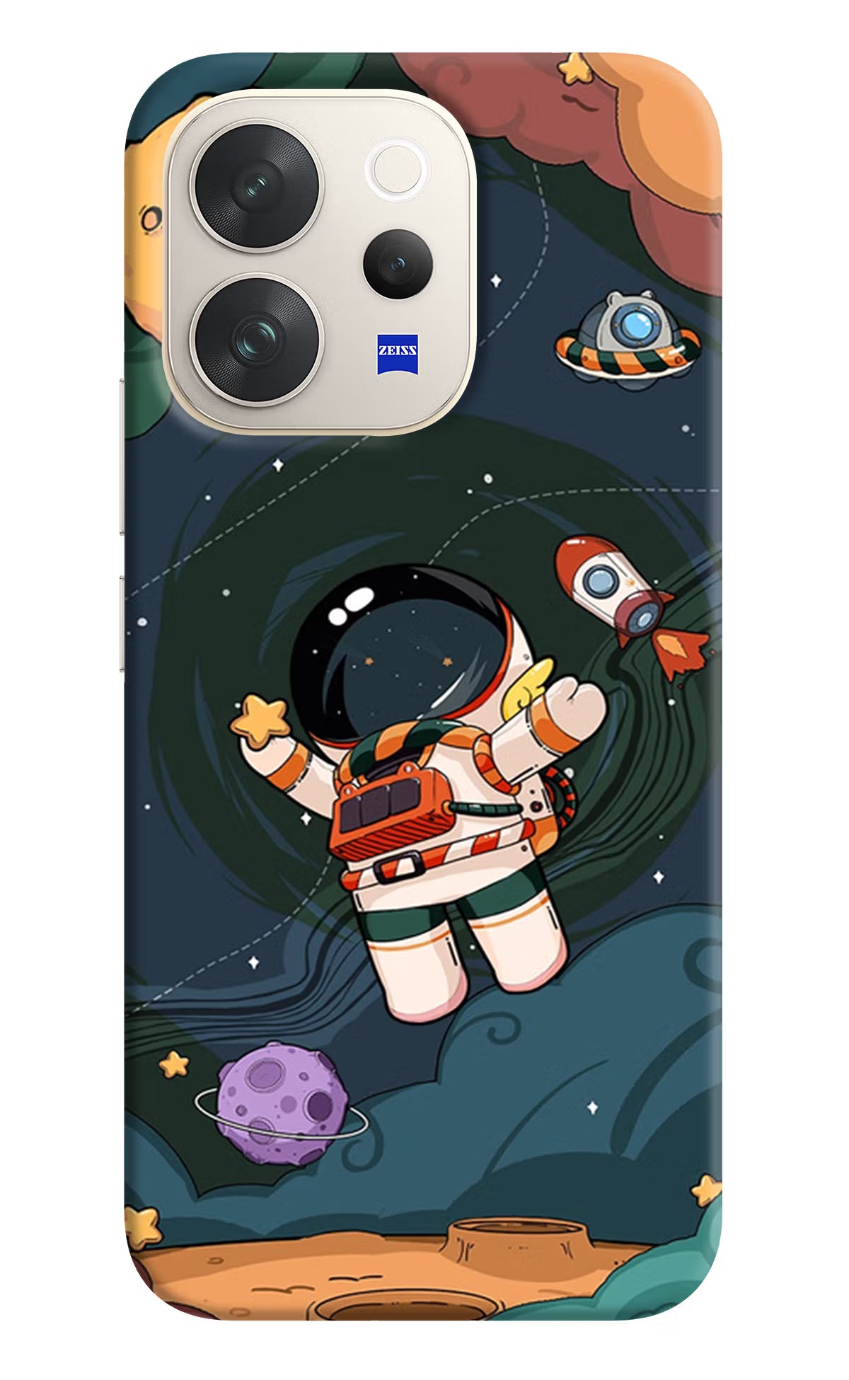 Cartoon Astronaut Vivo V70 5G Hard Case Back Cover by Casekaro